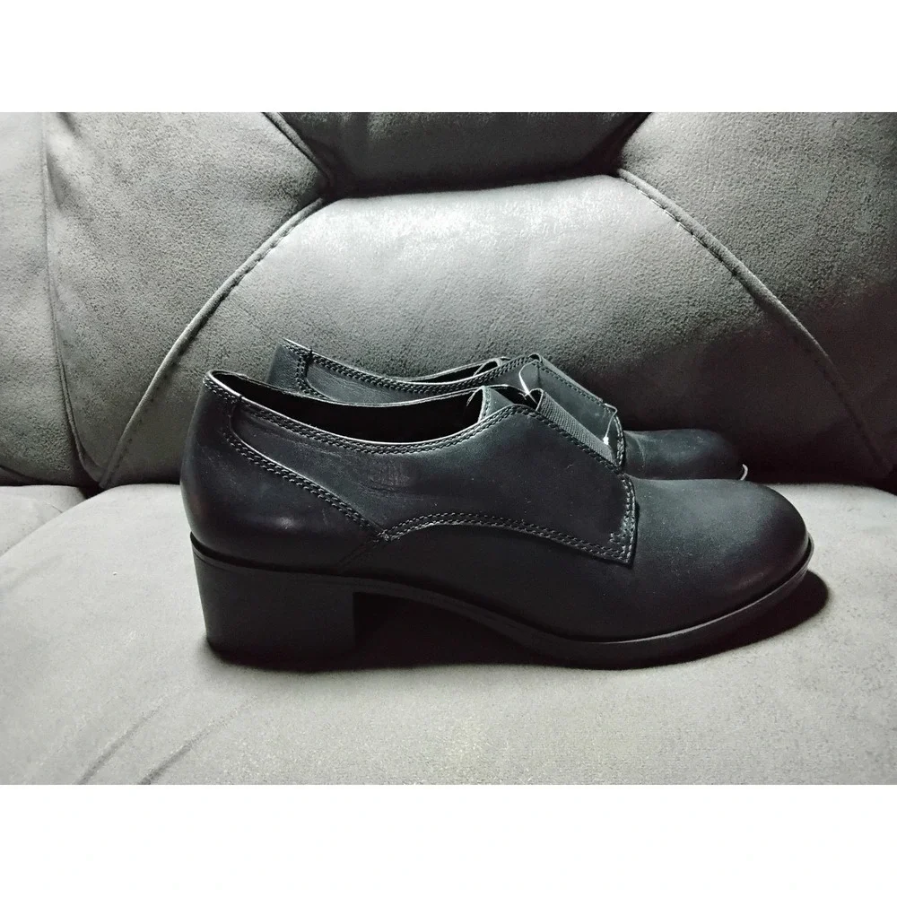 Abeo Janis Black Leather Block Heel Slip On Loafers Professional Shoes Womens